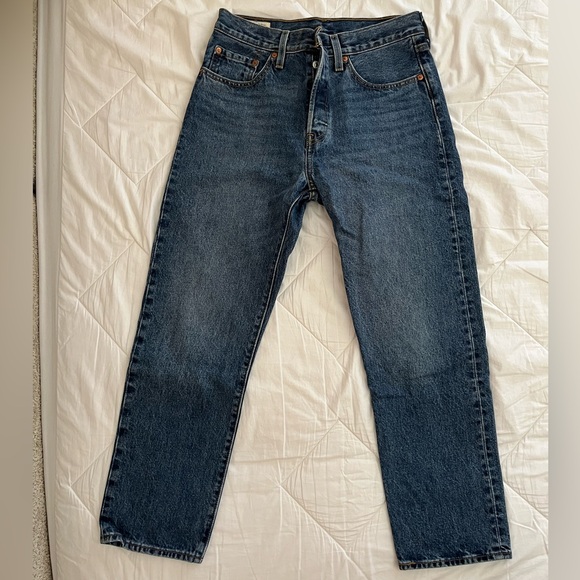 Levi’s 501 Premium Cropped Jeans 27”x26” Square One Blue Denim - Picture 1 of 7